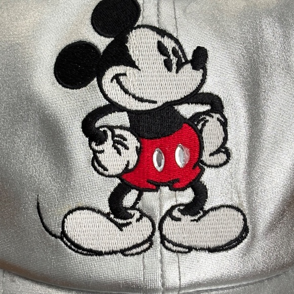 Disney Parks MICKEY MOUSE Hat Shiny SILVER Cap Adult Strapback Embroidered NEW - Picture 3 of 13